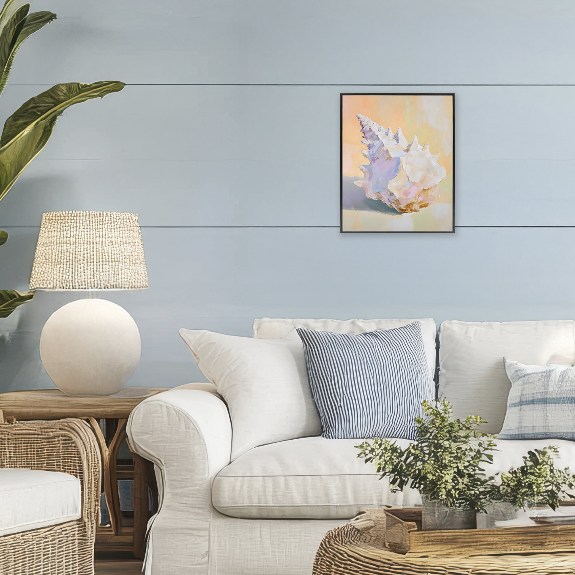 Stupell Industries Vintage Shell in Pastel Light Black Framed Giclee Art, design by The Prints Vibe