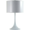 thumbnail image 2 of 25" White Table Lamp – Sleek Metal Base with White Drum Shade – Modern Lighting for Living Room or Bedroom, 2 of 5