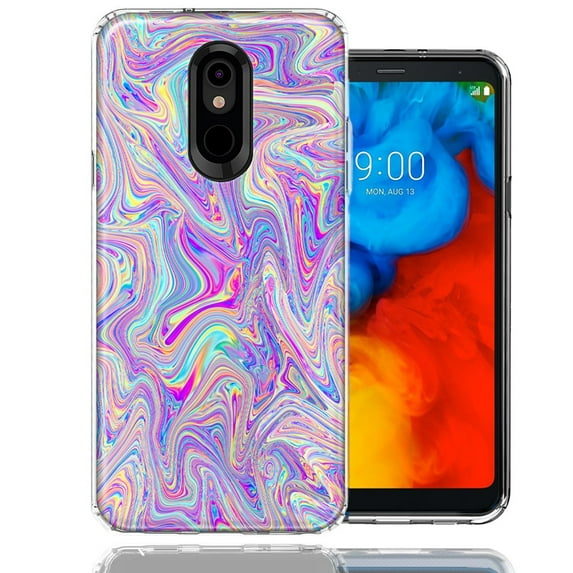 MUNDAZE For LG Aristo 2/3/Zone 4/Fortune 2/Risio 3/Tribute Dynasty/Empire Paint Swirl Design Double Layer Phone Case Cover