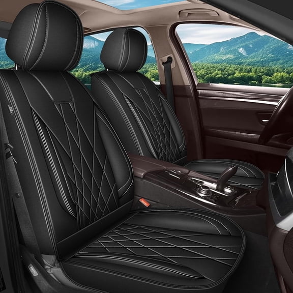HQBQBUG Car Seat Covers Custom Fit for Chevy Traverse 2018-2025 Auto Interior Accessories,Waterproof Leather Vehical Car Seat Cushions Cover Black,Front Seat
