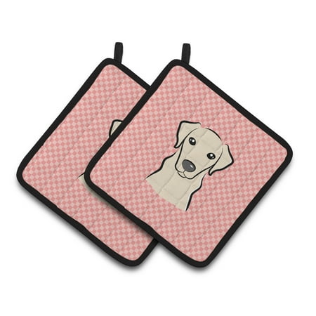

Carolines Treasures BB1222PTHD Checkerboard Pink Yellow Labrador Pair of Pot Holders 7.5HX7.5W multicolor