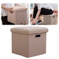 thumbnail image 4 of Pequeal Organizador Asiento Pie Almacenamiento Plegable Otomano Taburete Multipropósito Con Tapa Esponja 11.81x11.81x11.81 Pulgadas Plegables Pequeñas Otomanas para La Sala Estar, 4 of 9