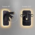 thumbnail image 3 of Lámpara de pared LED, lámpara de lectura para mesita de noche con interruptor, puerto de carga USB, lámpara de ambiente de dormitorio con punto ajustable (13W 3000k) negro, 3 of 4