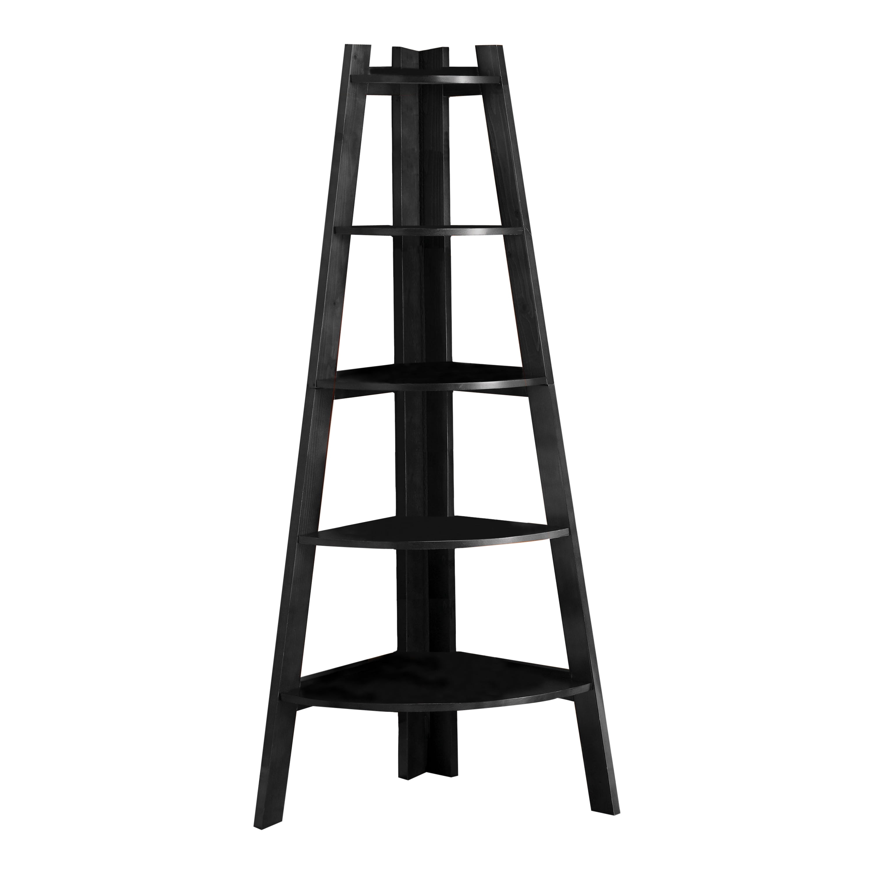 Furniture of America Reno Adult Modern 5-Shelf Corner Bookcase, Black