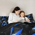 thumbnail image 5 of Homewish Abstarct Geometric Queen Comforter Set,Modern Artistic Bedding Sets,Blue Black Bedding Comforter Set For Teens,Ultra Soft Home Decor Reversible,3pcs, 5 of 8