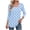 Light Blue, variant on Women Casual Tops Blouse Polka Dot Square Neck 3/4 Sleeve Curved Hem Loose Comfy Basic Printed Top, Navy S