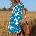 thumbnail image 2 of 2025 Robe à Col en V pour Dames à Manches Courtes, à Lacets, Imprimée, Grande Jupe, Robe d'Été pour Femmes, Robe Maxi pour Dames, Robes d'Été Décontractées pour Femmes, Robe de Saison, Robes Chemise Maxi, Robes Longueur Genou fo, 2 of 8
