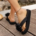 thumbnail image 6 of WQNVRNR Womens Platform Flip Flops- Thong Floral Design Open Toe Casual Black Size 6, 6 of 8