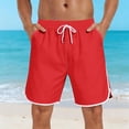 thumbnail image 2 of lcziwo Men's Gym Shorts Summer Holiday Elastic Waist Hiking Shorts with Pockets Beach Fishing Outdoor Drawstring Shorts Red L, 2 of 8