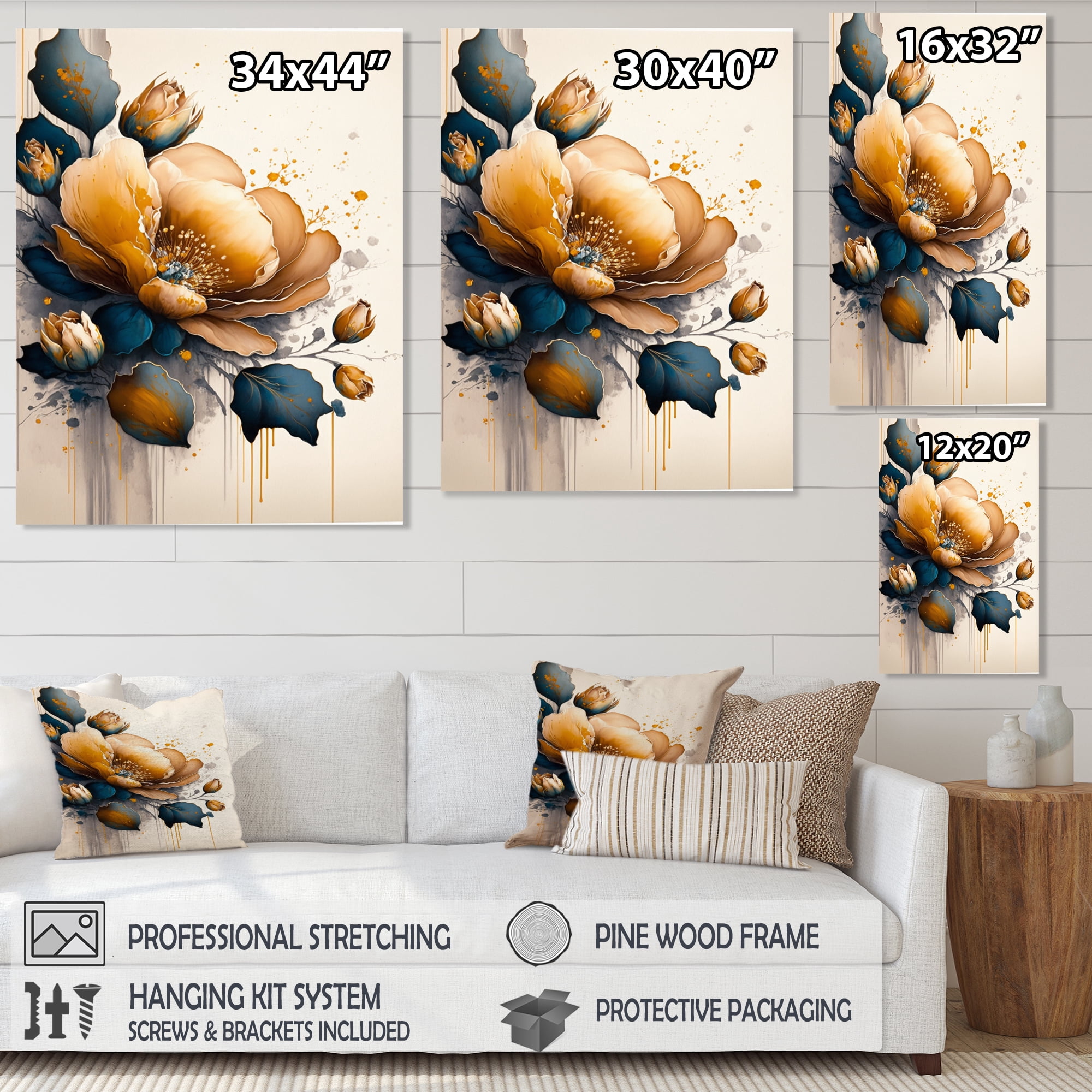 Designart Orange And Blue Crocus Flowers II Canvas Wall Art