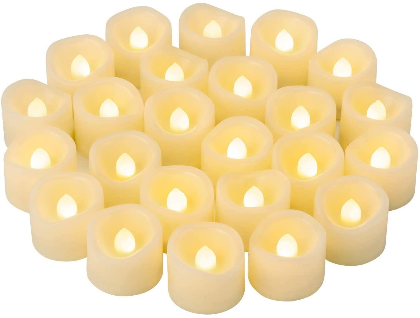 New Amber Flickering 24 Flicker Light Flameless LED Tealight Votive Tea Candles 