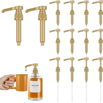 12Pcs Syrup Pumps Plastic Coffee Syrup Pump Dispenser Premium Gold Glass Bottle Flavor Syrup Pump Kit Caramel Pump Replacement for Most 25.4oz/750ml Bottles