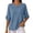 Blue, variant on Waffle Knit Tops for Women Half Sleeve Pullover Solid Loose Casual Crewneck Blouse Fall Tee