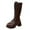 Brown, variant on Rokment Womens Platform Chunky Mid Calf Combat Boots with Side Zipper Trendy Casual Leather Lace up Punk Motorcycle Riding Tall Boots Black Size 6