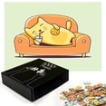 thumbnail image 2 of Ambesonne Cookie Jigsaw Puzzle Durable Cardboard, Kitten Laying on a Couch, 1000 pcs, Cream Orange, 2 of 5