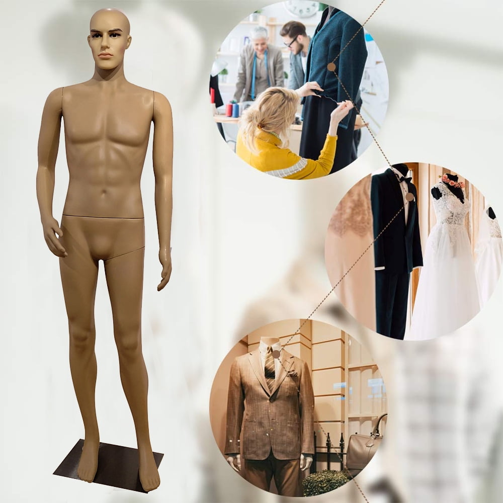 Full Body Male Mannequin Plastic Realistic Head Turns Dress Form 183cm /w Base 