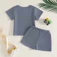 thumbnail image 6 of larppty Toddler Baby Boy Summer Clothes 2 Piece Outfit Knit Truck Shirt Short Sets Little Kids 6 12 18 Months 2T 3T 4T (Z01-Blue, 4-5 Years), 6 of 8