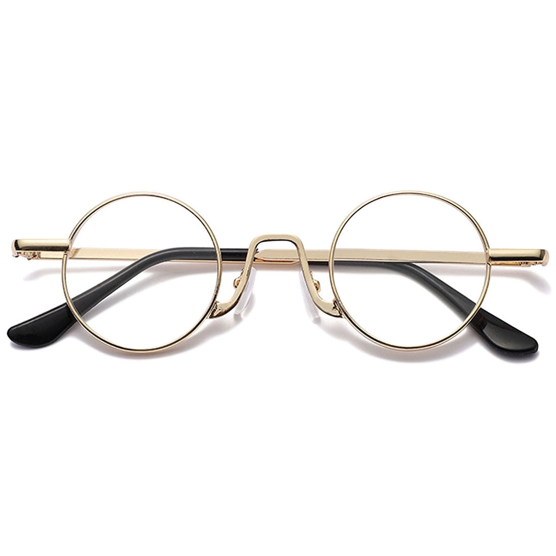 KOOSUFA Small Round Metal Reading Glasses 2.50 Blue Light Blocking Women Men Retro Eyeglasses Readers Eyewear Gold