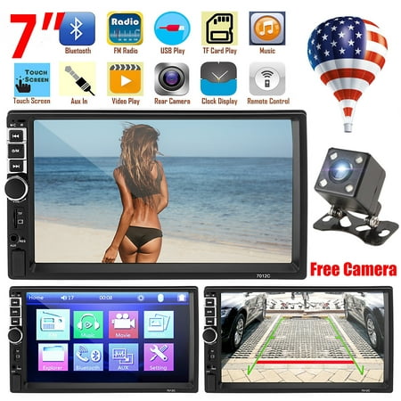 7 Inch Black Double 2 Din car radio player 7012B Car Radio MP3 MP5 Stereo Player 1080P HD DC 12V Touch Screen AUX TF USB AM / FM Night Vision bluetooth Rear Camera Car Multimedia (Best Double Din Stereo)