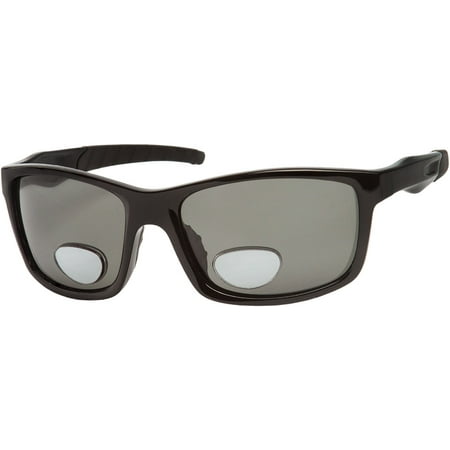 Readers.com The Skipper Polarized Bifocal Sun Reader +1.50 Glossy Black with Smoke Lenses  Unisex Square Reading Sunglasses