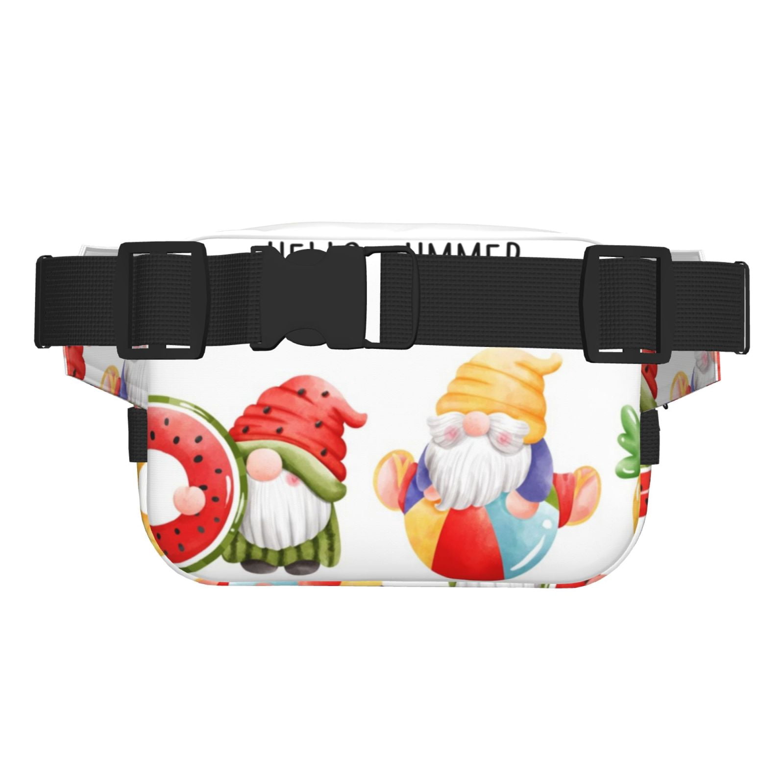 Picia Summer Gnome Print Square Double-Layer Waist Bag Mini Adjustable Waist Belt Bag Exercise Running Travel Hiking