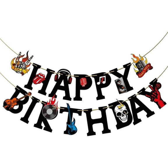 Rock and Roll Birthday Banner, Rock Music Birthday Party Decoration, Born to Rock Baby Shower Party Supplies