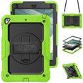 thumbnail image 1 of Case for iPad 6th / 5th Gen (2018 2017) / iPad Air 2 / iPad Pro 9.7 inch with Screen Protector, 360 Degree Rotating Kickstand Hand Strap Shockproof Cover with Shoulder Strap, Lime, 1 of 7