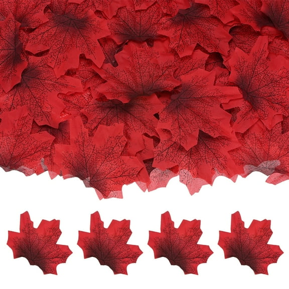 300-Pack Artificial Maple Leaves, Fake Fall Leaves Faux Autumn Leaves for Thanksgiving/Wedding/Party[8cm, Bright Red]