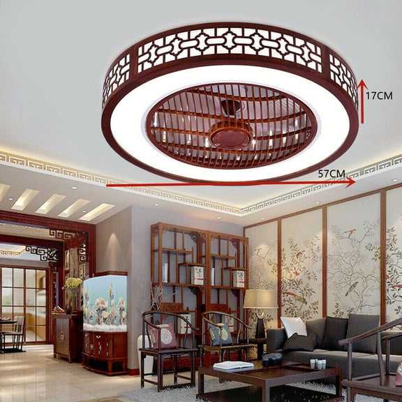 64W 15-20m² Light Area Red Ceiling 3-Color Fan Remote Control Lighting Modes Living Room Dining Room Bedroom