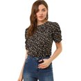 thumbnail image 1 of Top Floral Informal De ManCorFruncido PaMujer Negro rojo M, 1 of 6