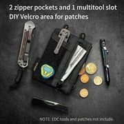 VIPERADE VE18-S Small EDC Pouch, Mini Pocket Organizer Pouch for Men, EDC Pocket Organizer Pouch, 3 Slots with 2 Zipper Pockets, Velcro Pouch Multitool Pouch-khaki