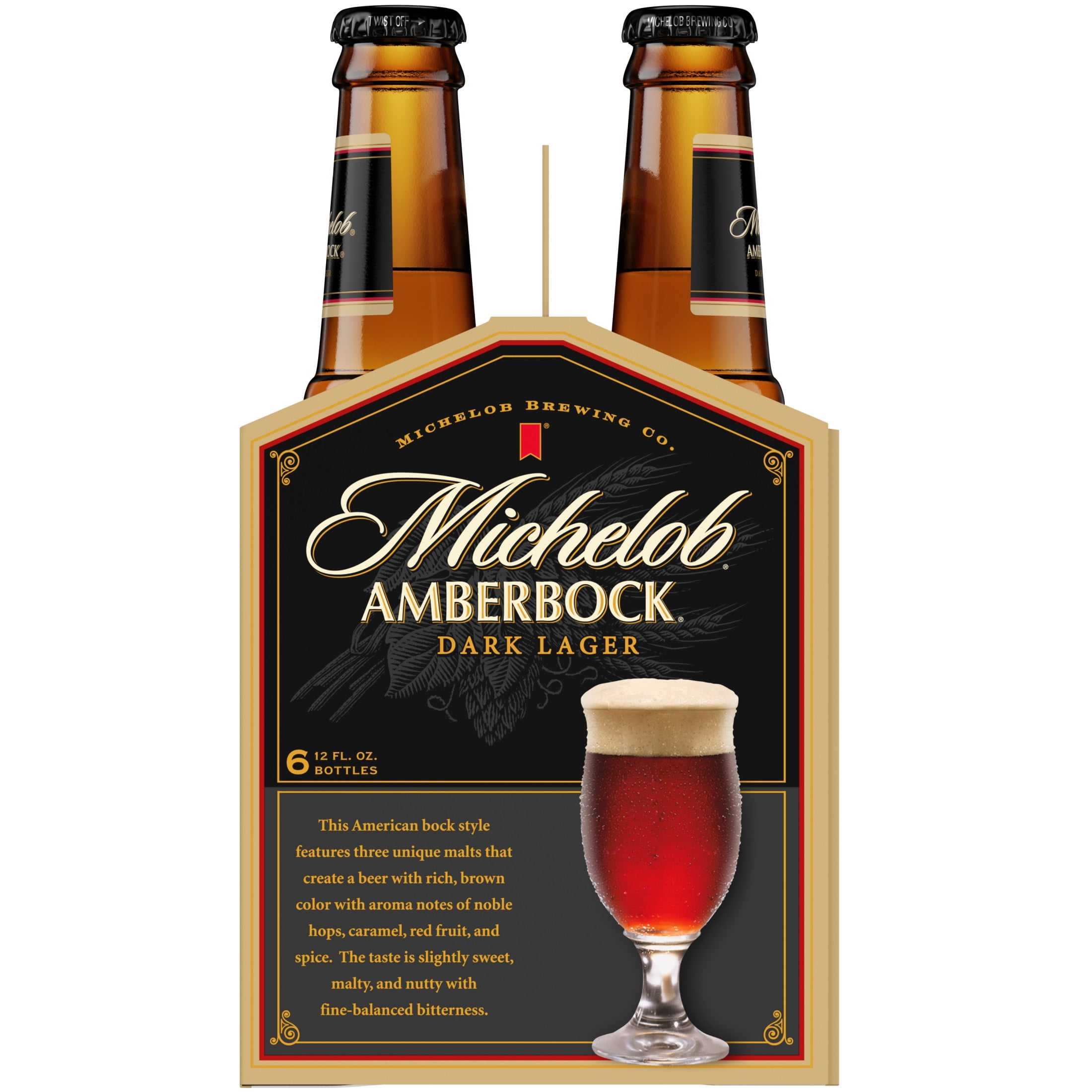 Michelob American Dark Lager Beer 6 pack 12 fl oz Glass Bottles 5.2% ABV