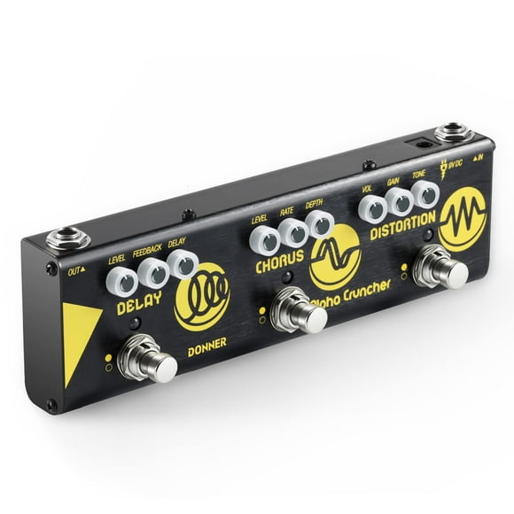 Pedal de guitarra multiefectos Donner Alpha Cruncher con adaptador
