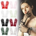 thumbnail image 2 of Wedding Gloves Korean Transparent Thin Mesh Short Colourful With Wrap Finger, 2 of 7