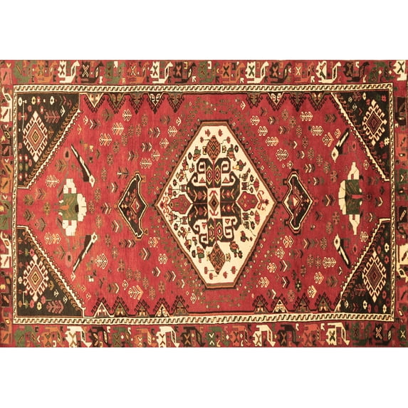 Ahgly Company Machine Washable Indoor Rectangle Persian Brown Traditional Area Rugs, 7' x 10'