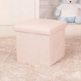 thumbnail image 2 of Square Pure Color Folding Chair Footstool Stool Seat Sofa Stool Folding Ottoman Chest,Cream-White, 2 of 5