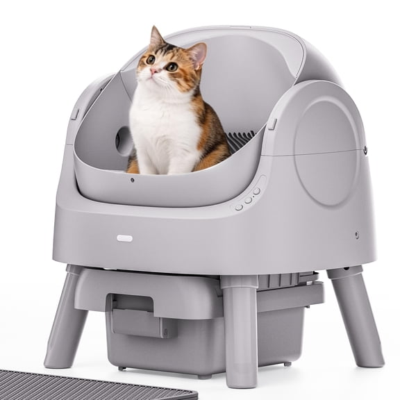 PetPivot Top-Entry Automatic Cat Litter Box Self Cleaning with Liners and Mat Included - Steel