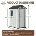 thumbnail image 3 of EHHLY 3.4x5.3 FT Resin Outdoor Storage Shed, 125 Cuft Garden Tool Sheds & Outdoor Storage Plastic Shed with Floor, 7FT Tall Backyard Outside Lawn Mower Storage Shed with Side Window, Cemented Grey, 3 of 5