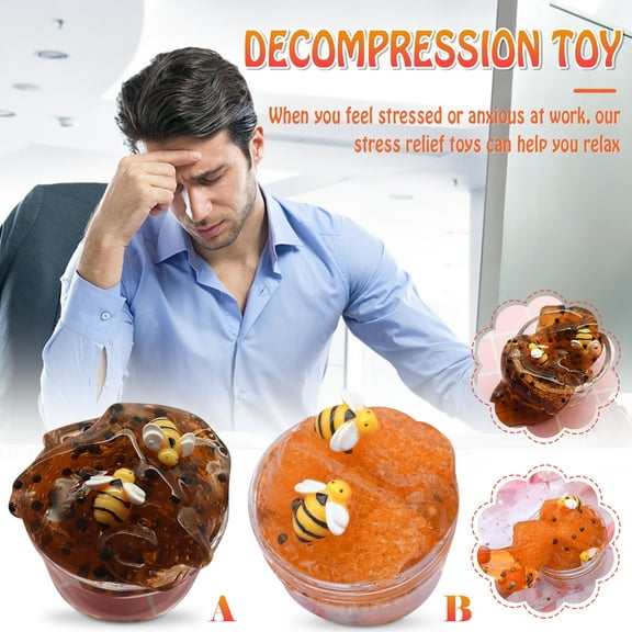 Nsxcdh Crystal Clear Honey Slime Toy Bee Polymer 2.4x1.2in Safe Non Toxic Long Shelf Life for Kids over 8 Stress Relief DIY Toys