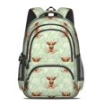thumbnail image 2 of Highland Cow and Flower Print Backpack for School, Cute School Bag with Adjustable Shoulder Straps and Padded Back, 16.9"x12.6"x5.9", 2 of 5