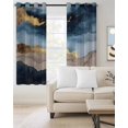 thumbnail image 2 of Navy Blue Marble Blackout Curtains for Bedroom/Living Room, Thermal Insulated Kitchen Curtains, Ink Painted Artwork Modern Grommet Darkening Window Treatment Drapes 52"x63"x2, 2 of 8