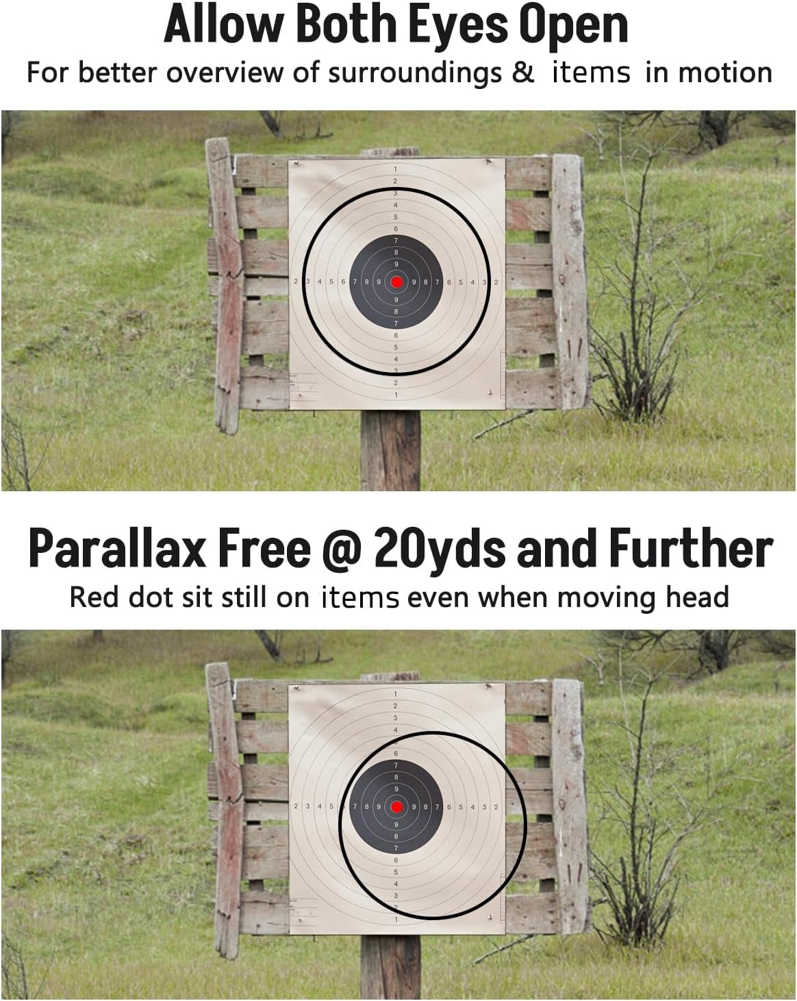 2MOA Red Dot Sight 1x25mm Reflex Sight Waterproof & Shockproof & Fog-Proof Red Dot Scope with 1 inch Riser Mount