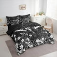 thumbnail image 3 of Manfei Hippie Gothic Moth Bedding Comforter Set, Colorful Flower Queen Bedding Sets, Boho Halloween Wildlife Queen Sheet Sets, Black White Lightweight Room Decor Reversible 7 Pieces, 3 of 8