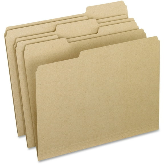 Earthwise By 100% Recycled Colored File Folders, 1/3-Cut Tabs, Letter Size, Natural, 100/box | Bundle of 5 Boxes