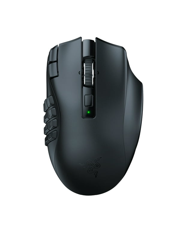 Razer Naga V2 HyperSpeed Wireless MMO Gaming Mouse for PC, 19 Buttons, 2.4GHz, Bluetooth, Black