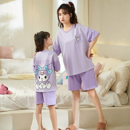 

Sanrio Hello Kitty My Melody Keroppi Cartoon Parent-Child Pajamas Summer Short Sleeve Thin Section Child Girl Loungewear Set