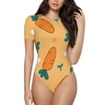 thumbnail image 2 of Uemuo Love Carrot Pattern Women's One Piece Short Sleeve Swimsuit Rash Guard Surfing Modest Quick-drying Swimsuit Beach Essentials-XX-Large, 2 of 9