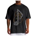 thumbnail image 1 of Xdzjlr Chemise d'Été pour Hommes Usage Quotidien Col Rond Imprimé Instrument de Musique Mode T-Shirts Hommes,TTG, 1 of 5