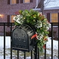 thumbnail image 3 of National Tree Company Pre-Lit Artificial Mailbox Swag Decoration, Green, Wintry Pine, LED Lights, Decorated with Frosted Branches, Berry Clusters, Pine Cones, Christmas Collection, 3 Feet, 3 of 4