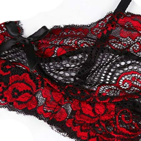 

Women Underwear High Waist Set Lace With Garter Embroidery Thong Lingerie Bra Lingerie